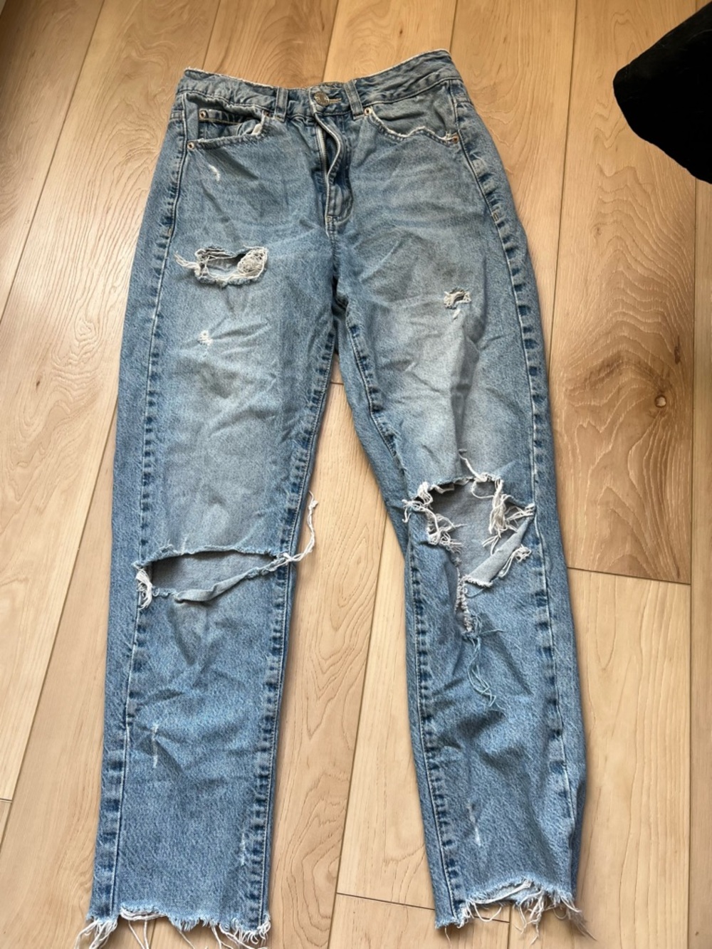 Light Wash Distressed High-Waist Jeans